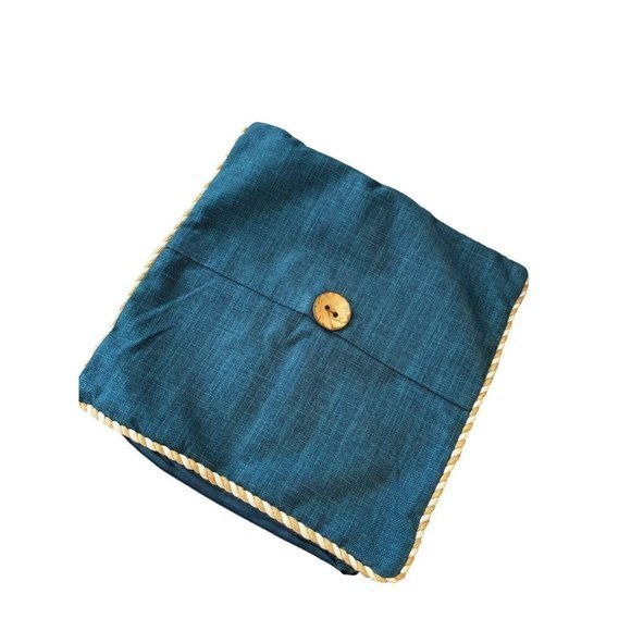 Throw pillow covers set of‎ 2 Teal Tweed Wood Botton 20x20 textured zippered - Picture 5 of 8